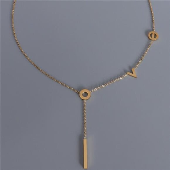 Titanium Steel Letter Necklace - Picture 2 of 6